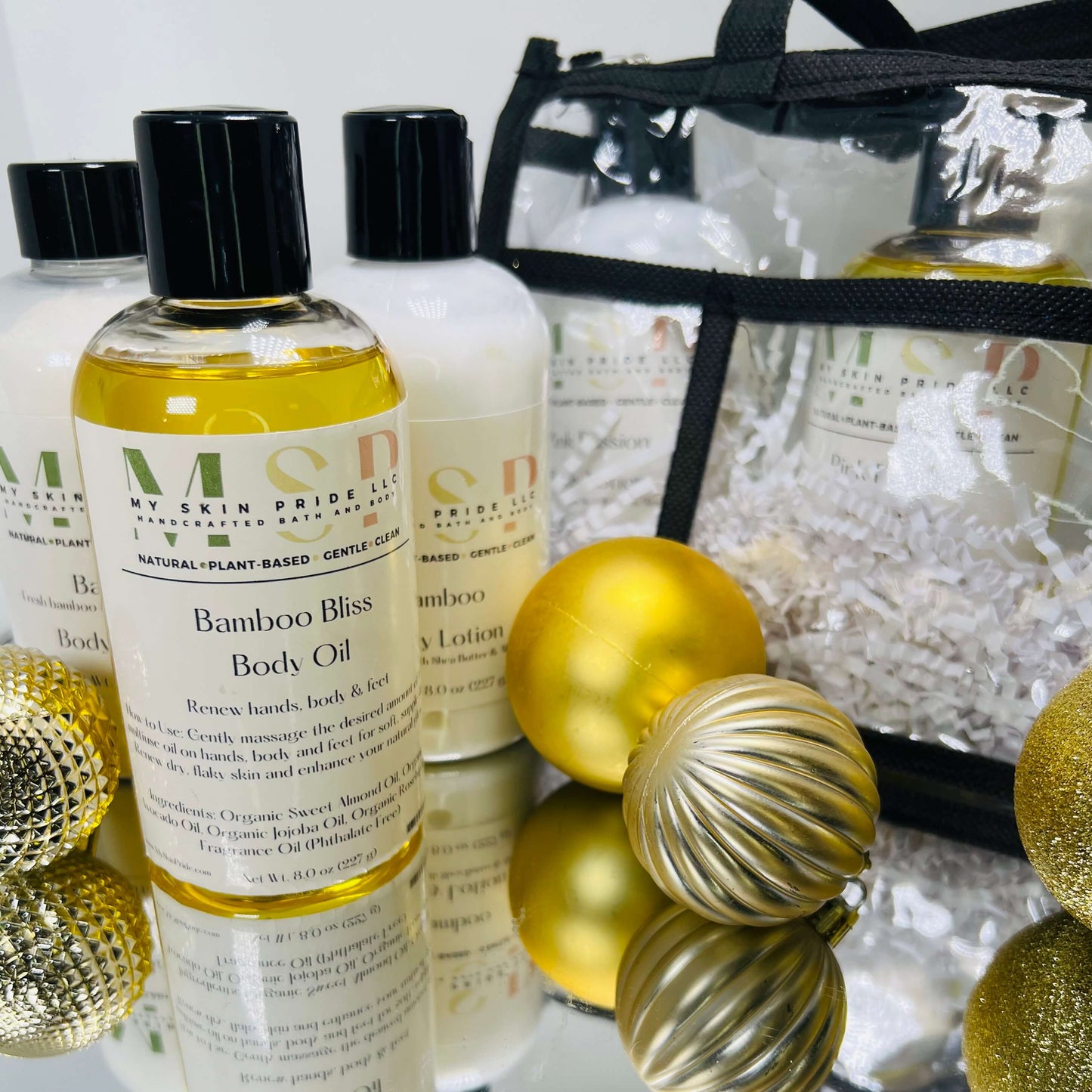 Body Care Trio - Body Lotion, Body Glow Oil, & Body Powder
