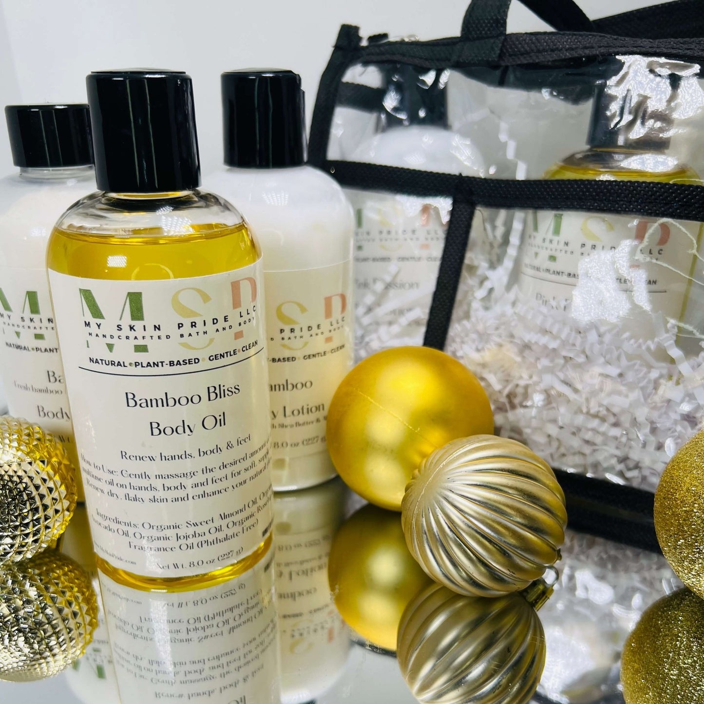 Body Care Trio - Body Lotion, Body Glow Oil, & Body Powder - My Skin Pride, LLC